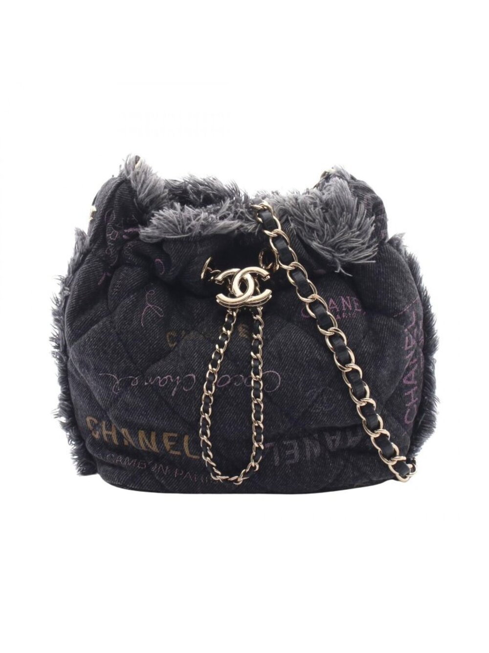 Chanel Shoulder Bag Quilted Small Denim Black Multi